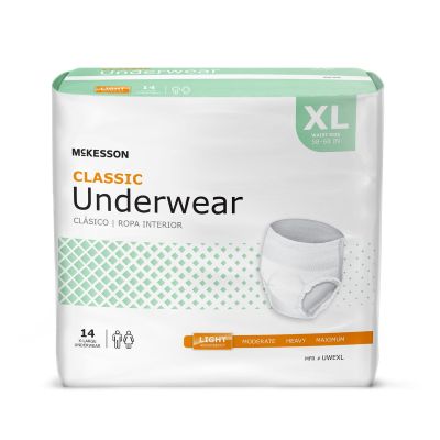 McKesson Classic Pull Up Underwear, X-Large (58-68 in.), Light - 56 / Case