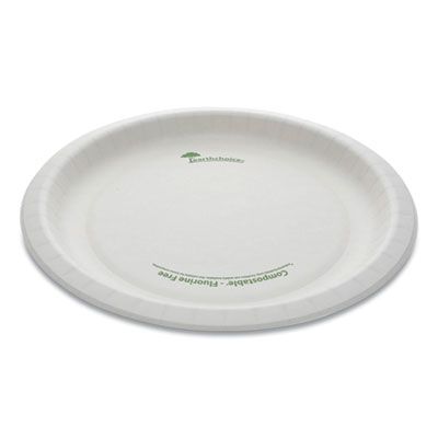 Pactiv PSP10EC EarthChoice Pressware 10" Bagasse Dinner Plate, Microwavable, Compostable, White - 300 / Case