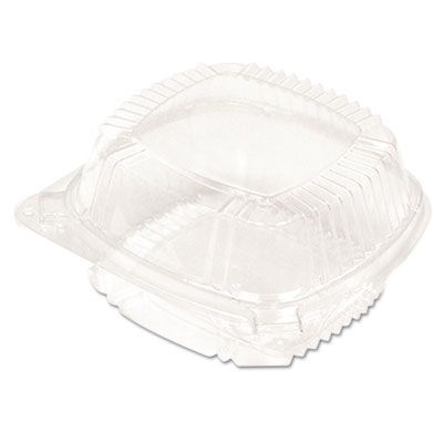 Pactiv YCI81050 Clearview SmartLock Plastic Hinged Lid Food Container, 5.25" x 5.25" x 2.5", Clear - 375 / Case