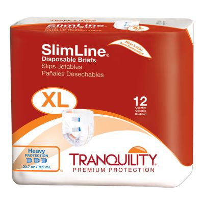 Tranquility SlimLine Adult Diapers with Tabs, X-Large (56-64 in.), Heavy Absorbency - 72 / Case