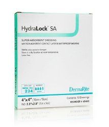 HydraLock SA Super Absorbent Dressing with Non-Adherent Contact Layer & Waterproof Backing, 4" x 4" - 10 / Case