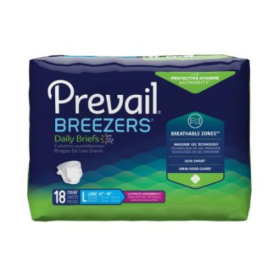 Prevail Breezers Adult Diapers with Tabs, Large (45-58 in.), Ultimate - 18 / Case