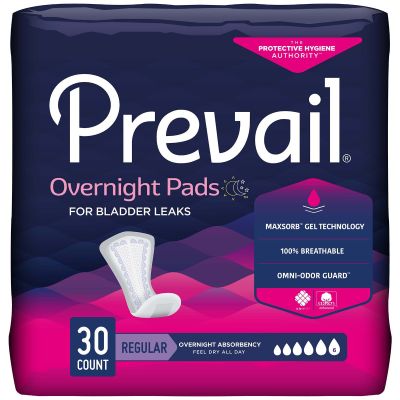 Prevail Overnight Pads for Bladder Leaks, 16" Regular, Heavy - 120 / Case