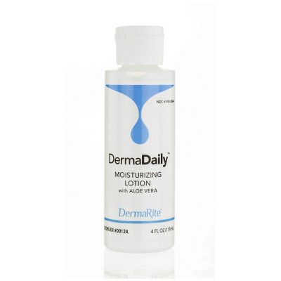 DermaDaily Moisturizing Lotion with Aloe Vera, Scented, 4 oz Bottle - 96 / Case