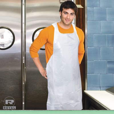 AmerCareRoyal DA2846 Disposable Aprons, Poly, 28" x 46", White - 1000 / Case
