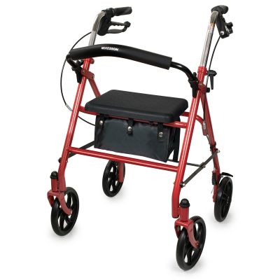 McKesson 4 Wheel Folding Rollator with Seat - 1 / Case