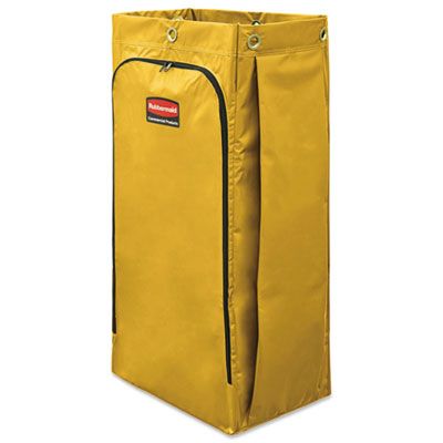 Rubbermaid 1966881 Vinyl Janitorial Cleaning Cart Bag, 34 Gallon, 17.5" x 33", Yellow - 1 / Case