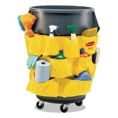 Rubbermaid 264200YW Brute 32 & 44 Gallon Can Skirt / Caddy Bag, 12 Pockets, Yellow - 1 / Case