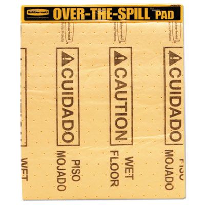 Rubbermaid 4254 Over-The-Spill Wet Floor Caution Pads, Bilingual, 16-1/2" x 14", Yellow - 22 / Case