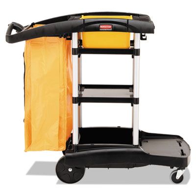 Rubbermaid 9T7200BK High Capacity Cleaning Cart, 21-3/4" x 49-3/4" x 38-3/10", Black / Yellow - 1 / Case