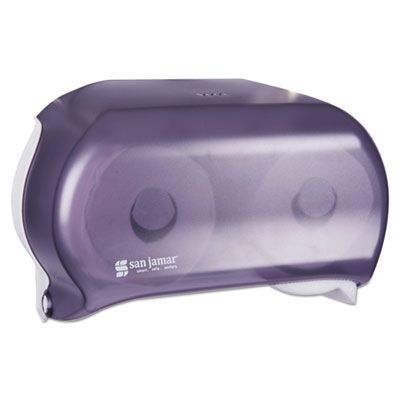 San Jamar R3600TBK VersaTwin Standard Toilet Paper Roll Dispenser, Transparent Black Pearl - 1 / Case