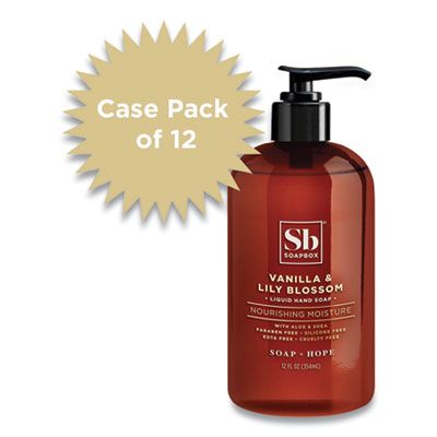 Soapbox 679 Hand Soap, Vanilla & Lily Blossom, 12 oz Pump Bottle - 12 / Case