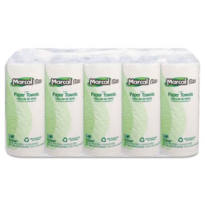 Soundview 610 Marcal Pro Paper Towel Roll, 2 Ply, 70 Perforated Sheets / Roll, White - 15 / Case