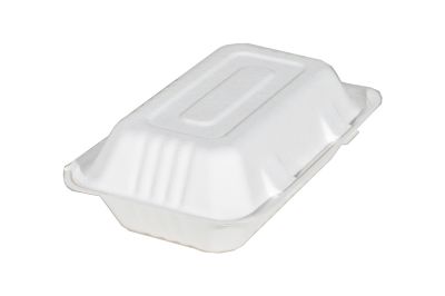 Southern Champion Tray 18946WPF ChampWare Bagasse Hinged Containers, 9" x 6", White - 250 / Case