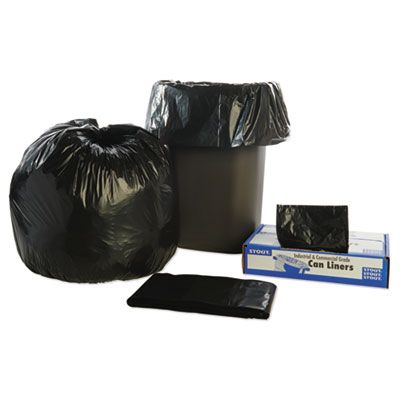 Stout T3340B15 60 Gallon Trash Can Liners / Garbage Bags, Recycled, 1.5 Mil, 33" x 40", Black / Brown - 100 / Case