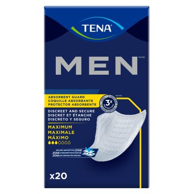 TENA MEN Absorbent Guard Male Bladder Control Pad, 8" Long, Heavy Absorbency - 120 / Case