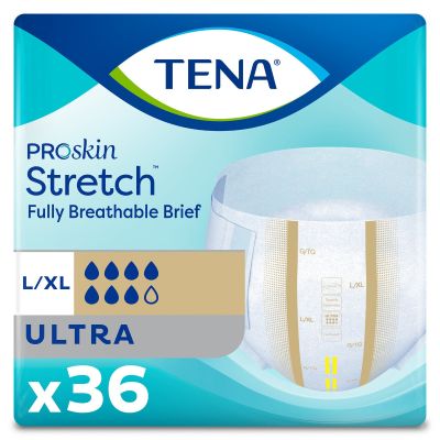 TENA Stretch Adult Diapers with Tabs, Large / X-Large (41-64 in.), Ultra - 36 / Case