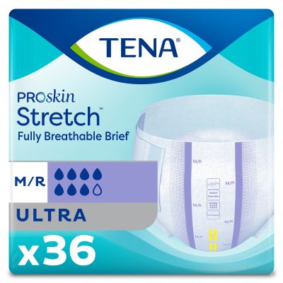 TENA ProSkin Stretch Adult Diapers with Tabs, Medium (33-52 in.), Ultra - 36 / Case