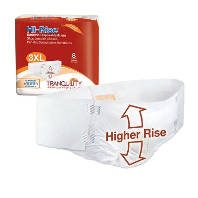 Tranquility HI-Rise Bariatric Adult Diapers with Tabs, 3X-Large (64-96 in.), Maximum - 8 / Case