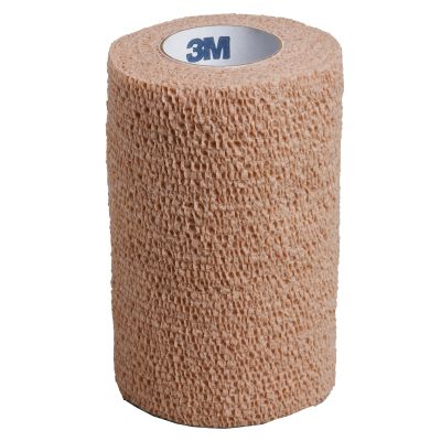 3M 1584 Coban Self-Adherent Wrap, Cohesive Bandage, 4" x 5 Yards, Tan - 18 / Case