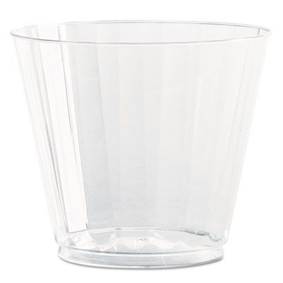 WNA CC9240 Classic Crystal 9 oz Squat Fluted Plastic Tumblers, Clear - 240 / Case