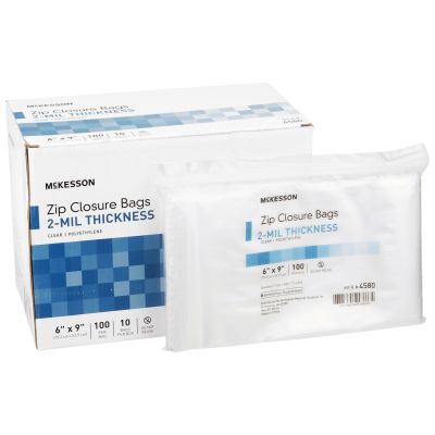 McKesson 4580 Zip Closure Plastic Bags, 6" x 9", 2 Mil, Polyethylene, Clear - 1000 / Case