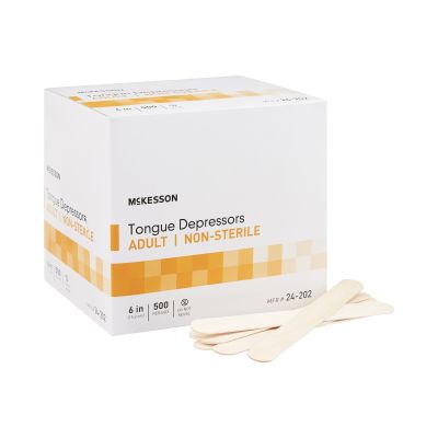 McKesson 24-202 Tongue Depressors, Adult, 6", Wood - 5000 / Case