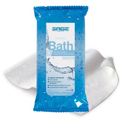 Sage Essential Bath Rinse-Free Wipes with Aloe, Scented - 240 / Case