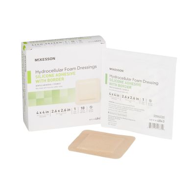 McKesson Hydrocellular Foam Dressings Silicone Adhesive with Border, 4" x 4", Sterile - 200 / Case