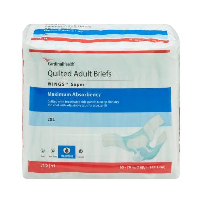 Cardinal Wings Super Quilted Adult Diapers with Tabs, 2X-Large (65-78 in.), Maximum - 48 / Case