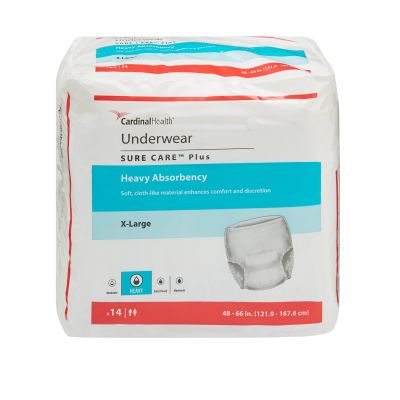 Cardinal Sure Care Plus Pull Up Underwear, Fitted, X-Large (48-66 in.), Heavy - 14 / Case