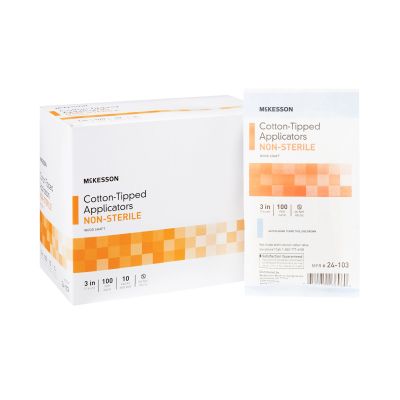 McKesson Cotton-Tipped Applicators / Swabsticks, 3" - 10000 / Case