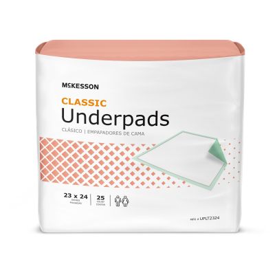 McKesson Classic Plus Underpads, 23" x 24", Light Absorbency - 200 / Case