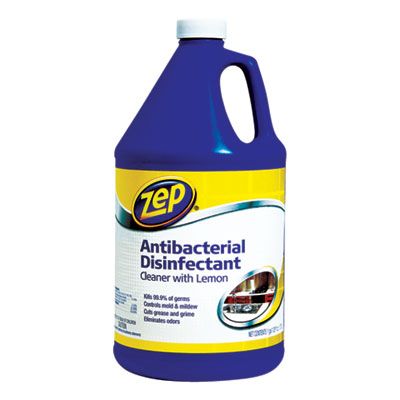 Zep ZUBAC128 Antibacterial Disinfectant, Lemon Scent, 1 Gallon Bottle - 4 / Case